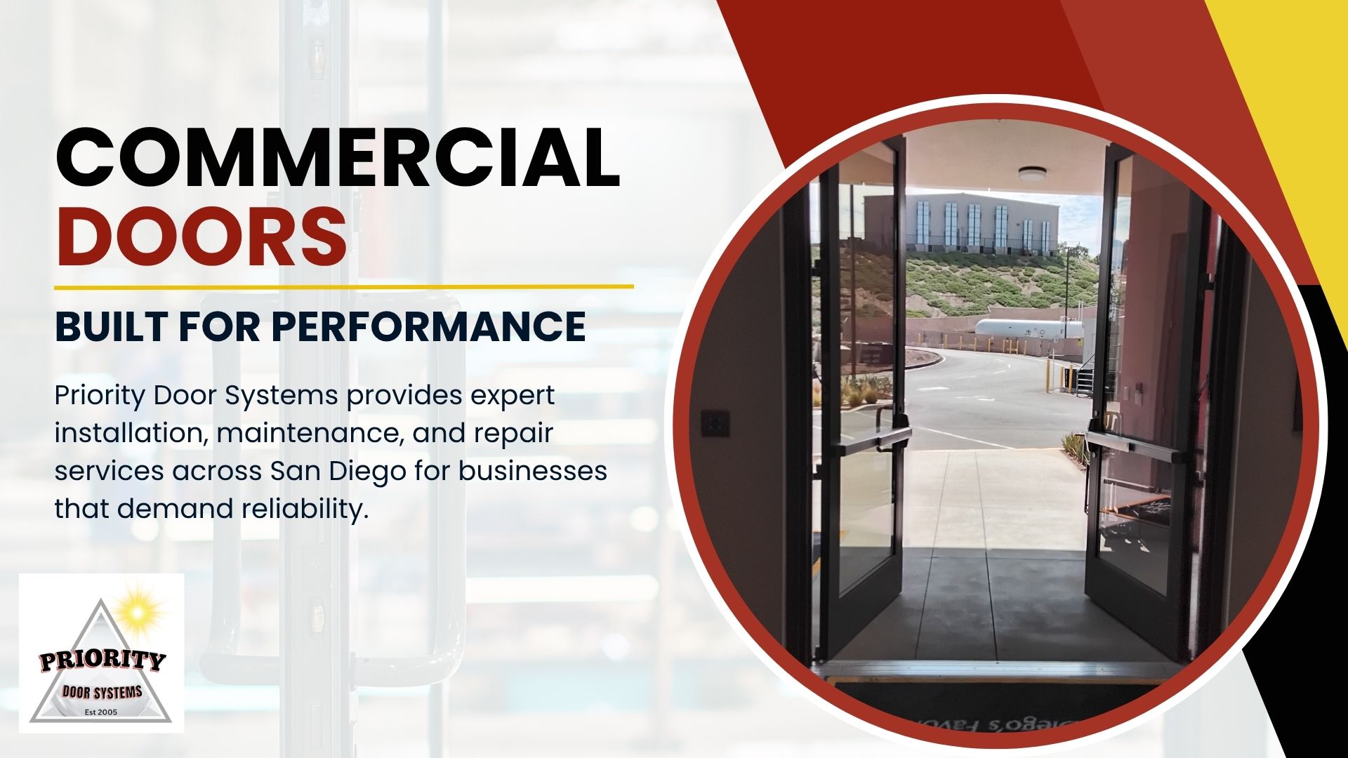 Priority Door Systems offers installation, repair, and maintenance services for commercial doors in San Diego.